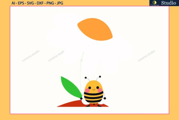 Bee Flower Floral Leaf SVG