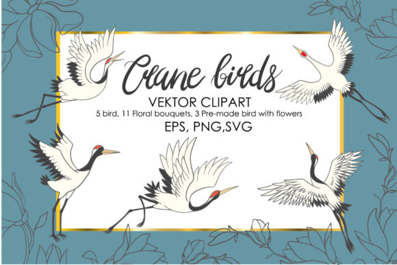 Crane Set, Pre-made Bird with Flowers