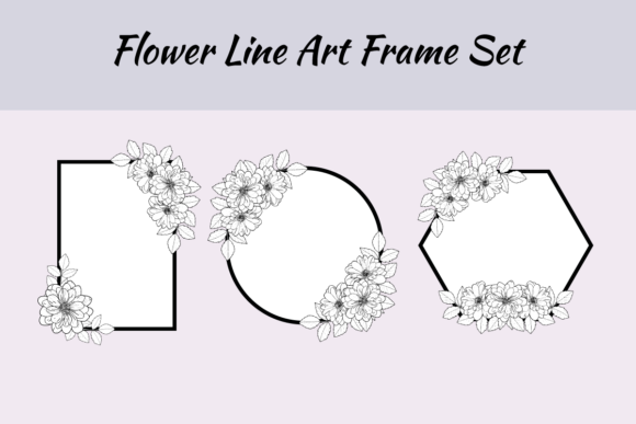 Dahlia Flower LineArt Floral Frame SVG