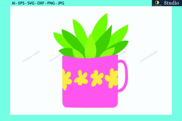 Floral Flowers in Pink Pots SVG