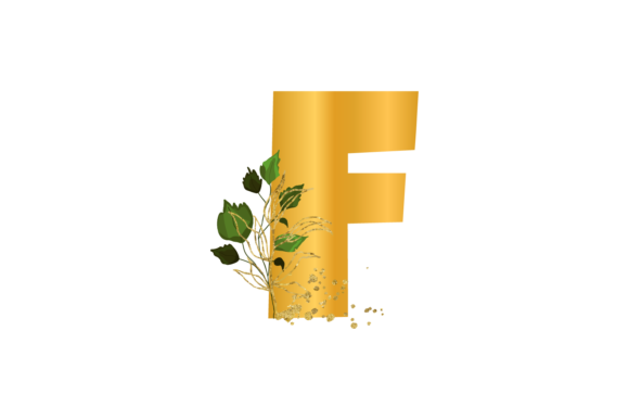 Floral Gold Alphabet: Wedding Font F SVG