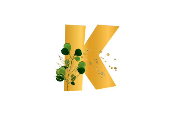 Floral Gold Alphabet, Wedding Font K SVG