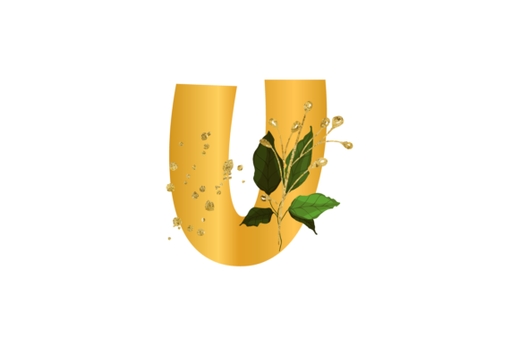 Floral Gold Alphabet: Wedding Font U SVG