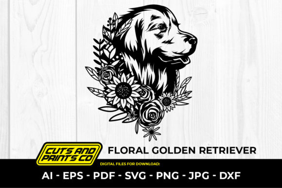 Floral Golden Retriever SVG Sublimation