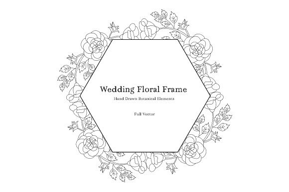 Floral Hexagon Frame SVG