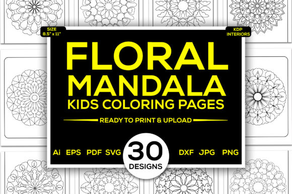 Floral Mandala Kids Coloring Pages SVG