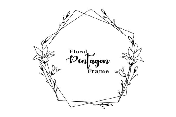 Floral Pentagon Frame SVG