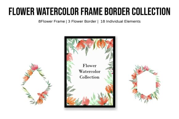 Floral Watercolor Frame Set Collection