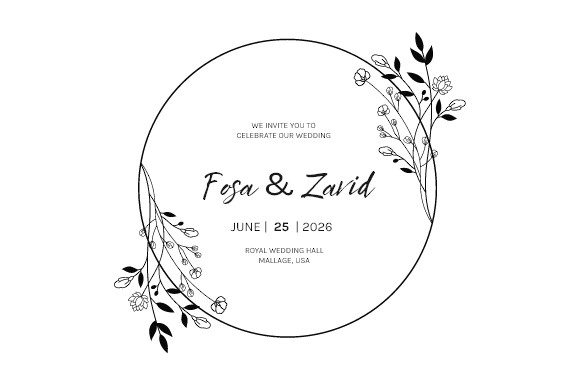 Floral Wedding Invitation Card Frame SVG