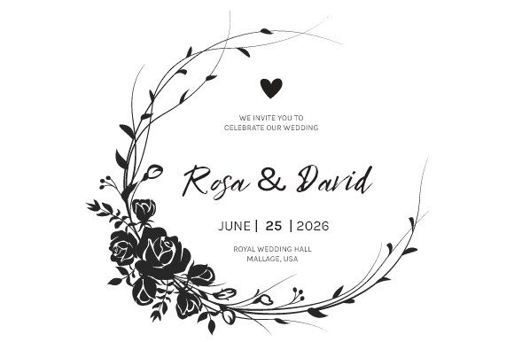 Floral Wedding Invitation Card Vector