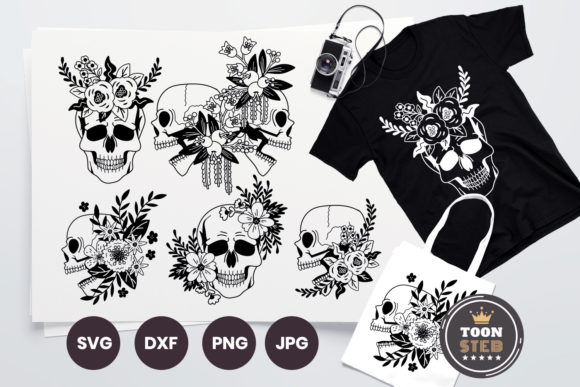 Floral with Skull Svg Bundle Files V1
