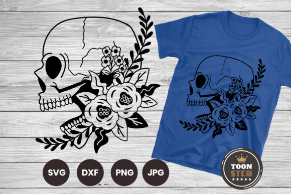 Floral with Skull SVG Files for Cricut 2