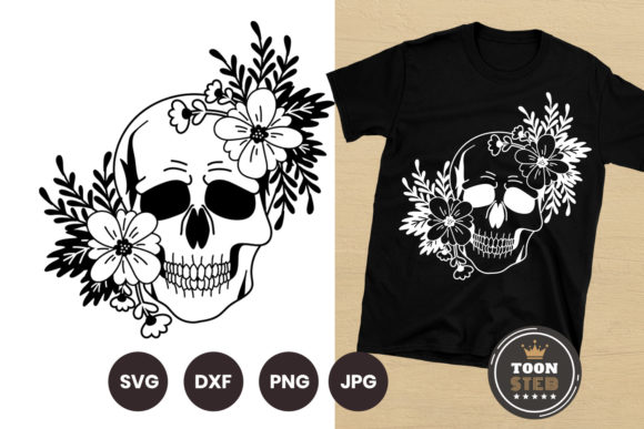 Floral with Skull SVG Files for Cricut