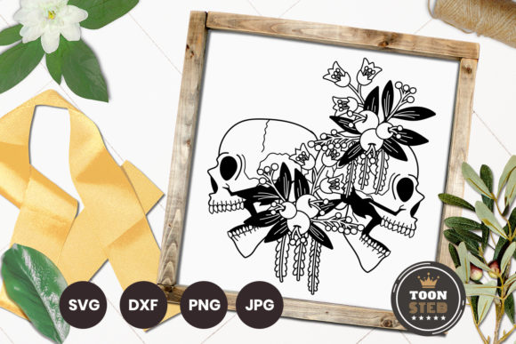 Floral with Skull Svg Files Vol 3