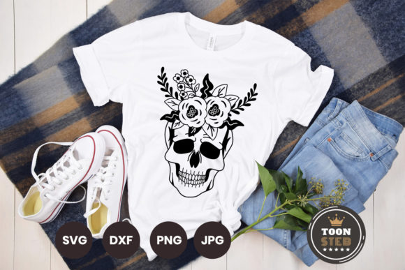 Floral with Skull Svg Files Vol 5