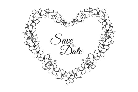 Floral Wreath Heart Frame SVG