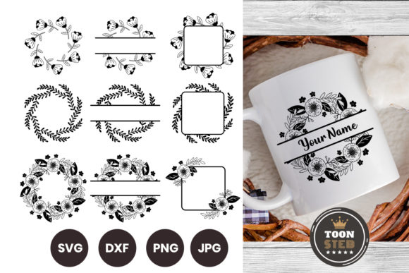 Floral Wreath Monogram SVG Files Vol 1