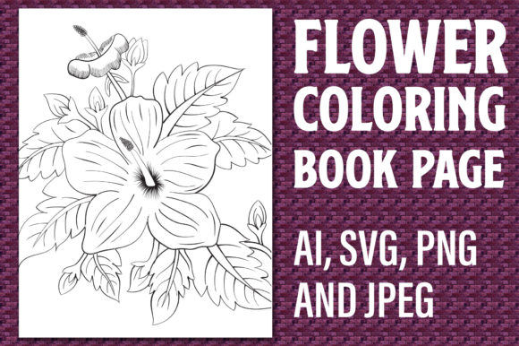 Flower Coloring Book Page Line Art