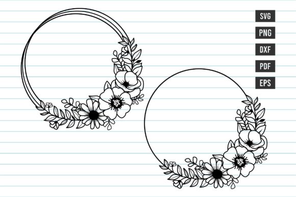 Flower Frame SVG: A Round Floral Wreath for Real Embroidery