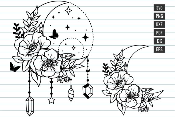 Flower Moon Crescent Moon Celestial Moon