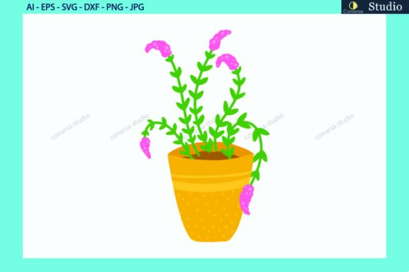 Flowers Floral in a Yellow Pot SVG