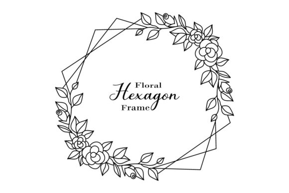 Hand Drawn Floral Hexagon Frame