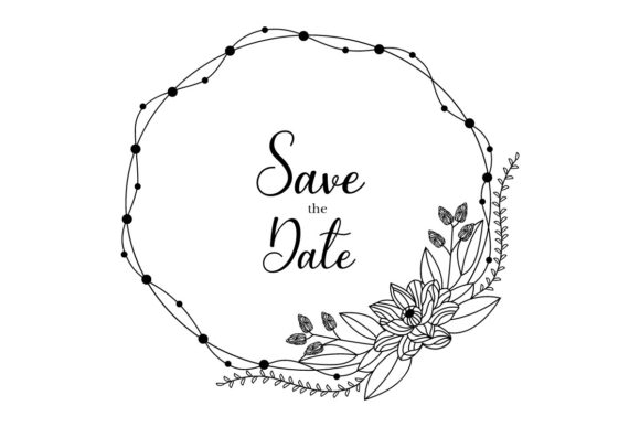 Hand Drawn Floral Wedding Frame