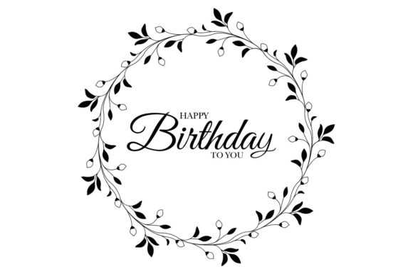 Happy Birthday Card Floral Wreath Frame